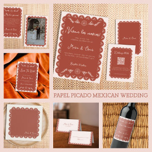 Invitation Papel Picado Terracotta Mexicaine Talavera Mariage