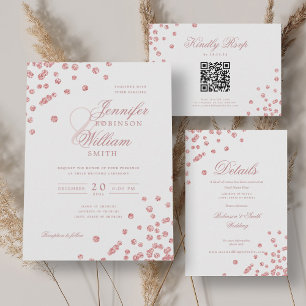 Invitations En Acrylique Elégant mariage Rose Parties scintillant or Confet