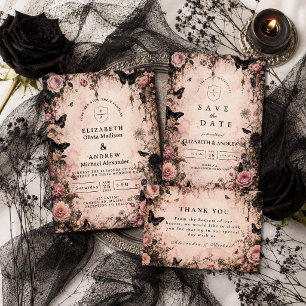 Invitation Mariage gothique rose humeur