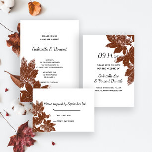Invitation Mariage de timbre feuille Brown