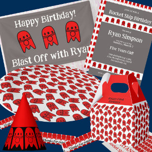 T-shirt Pour Les Tous Petits Red Rocket Ship Birthday Party
