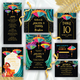 Indian Hindu Parasol illumine le menu Mariage