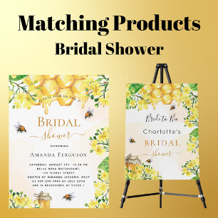 Invitation Bee Bridal douche or jaune fleurons mignon