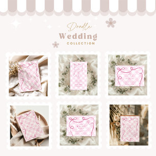 Save The Date Bow méditerranéen rose En vichy citrons Mariage
