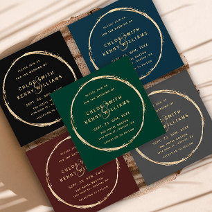 Invitation Mariage du cercle d'or bleu rustique de la marine