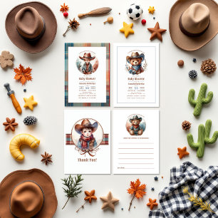 Carte De Remerciements Baby shower rustique Western Cowboy
