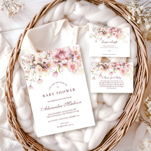 Invitation Baby Shower Jardin de Fleurs Rouges