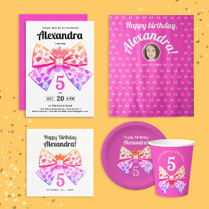 Assiettes En Carton Whimsical Fun Girly rose couleur Bow aquarelle