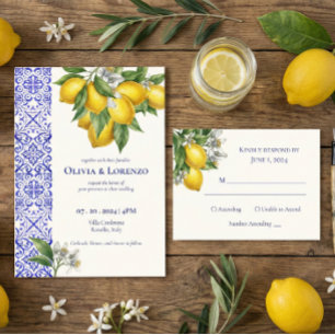 Save The Date Photo de carreaux bleus méditerranéens Mariage sur