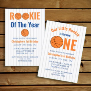 Invitation Rookie Of The Year Basketball 1st Birthday