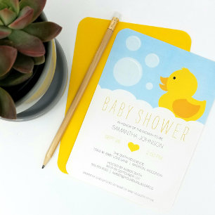 Invitation de Baby shower en caoutchouc jaune