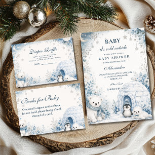 Invitation Bébé Bleu Il Fait Froid Dehors Baby Shower
