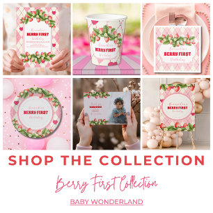 Sticker Rond Berry fraise Premier anniversaire