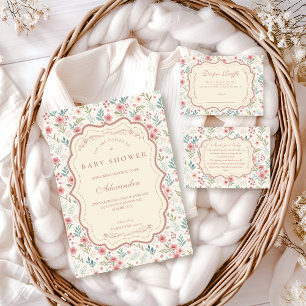 Invitation Fête de Bébé Antique de Jardin de Cottage