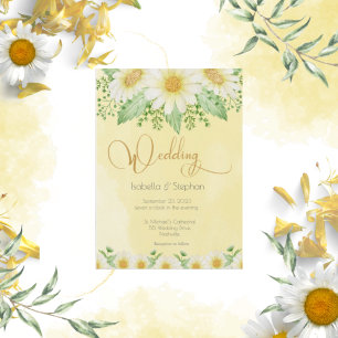 Invitation Daisies Aquarelle Blanc Floral Moderne Mariage Inv