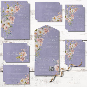 Carte D'accompagnement Pastel Floral Moderne Violet Réception Mariage