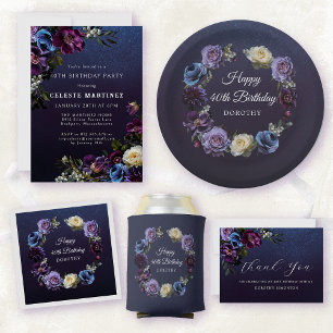 Moody Purple Flowers 40e anniversaire Carte de rem