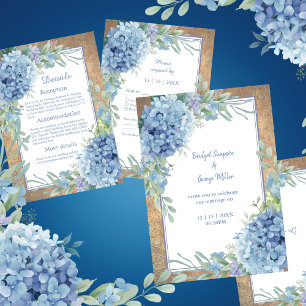 Invitation Romantic Blue Hydrangea Monogramme enregistrer la 