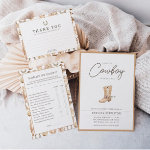 Carte De Remerciements Baby shower moderne Western Rodeo Watercolor