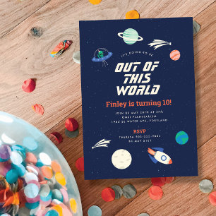 Fête cosmique Anniversaire 5x7 Invitation