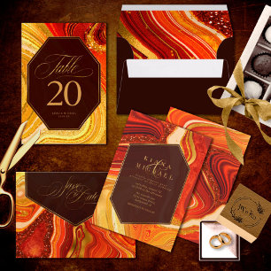 Fête des mariées Agate Abstraite Hot Orange ID827