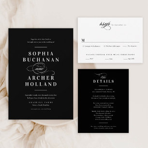 Élégant Black and White Budget Invitations de mari