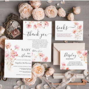 INVITATION BLOOM BÉBÉ BLOOM ROSE BLEU EAU COULEUR FLEURS SAUV