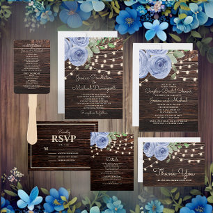 Invitation Barne Rustique Bois Chaîne Lumières Mariage Floral