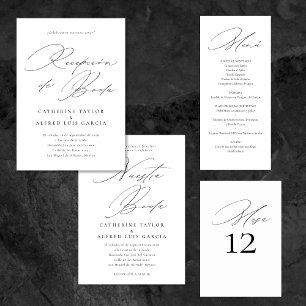 Invitation Nuestra Boda Espagnol Langue Noir Script Mariage