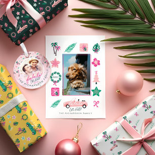 Étiquette No Peeking Tropical Christmas Teal Convertible