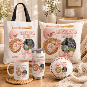 Tasse 2 Couleurs Maman de baseball Photo Rose Coquette Sports