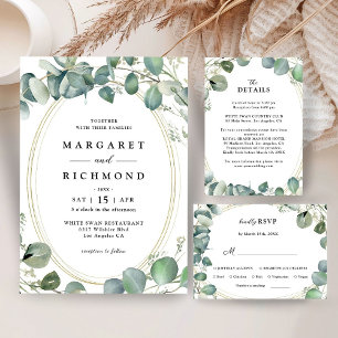 Eucalyptus Elégant Verdure Mariage Carte de remerc