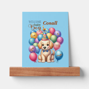 Aimant Bienvenue Baby Boy Chien Chien Chien et Ballons De