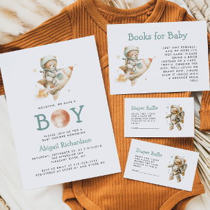 Carte D'accompagnement Livres d'ours en peluche d'astronaute mignons pour