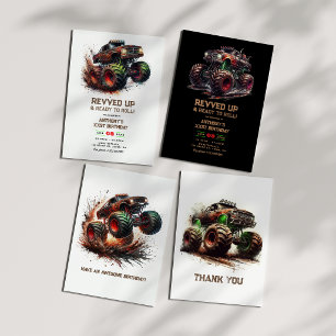 Invitation "Revved Up & Ready to Roll" Monster Truck Annivers