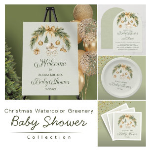 Serviette En Papier Baby Shower d'hiver en aquarelle de Noël