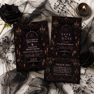 Cartons Réponse Mariage gothique fantaisiste romantique