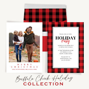 Cartes Pour Fêtes Annuelles Christmas Holiday Multi 6 Photo Buffalo Plaid 