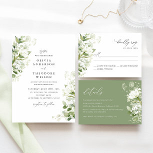 Cartons Réponse Mariage Vert Sauge Décoration Florale Bio