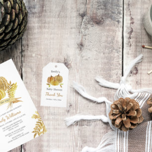 Carte de Baby shower rose de Citrouille d'aquarell