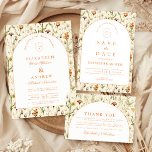 Carte De Remerciements Mariage Floral Jardin Rétro