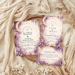 Cartons Réponse Mariage céleste pourpre enchanté