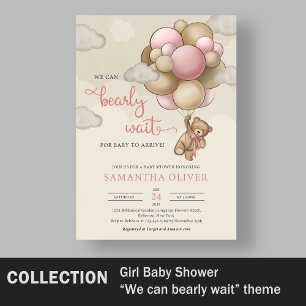 Invitation Ballons beiges brun rose brun