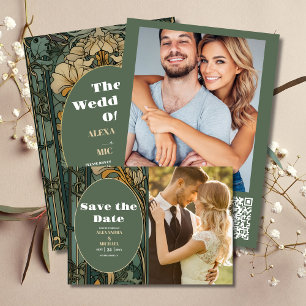 Menu Vintage Floral Art Nouveau Mariage