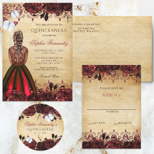 Sticker Rond Papillon rouge Vintage rustique