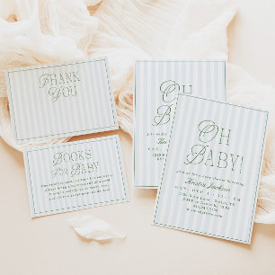 Invitation Fête de bébé garçon vintage prépa Oh Baby