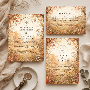 Carte De Remerciements Mariage fantaisiste en forêt automnale