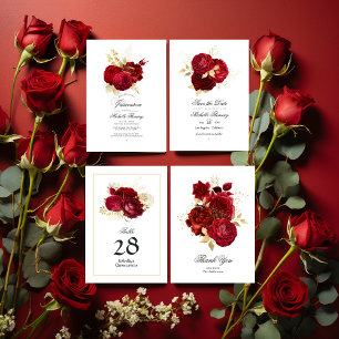 Save The Date Rose Vintage Rouge et Or Quinceañera