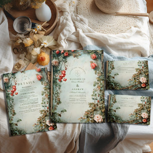 Carte De Remerciements Mariage Art Nouveau Floral Vintage