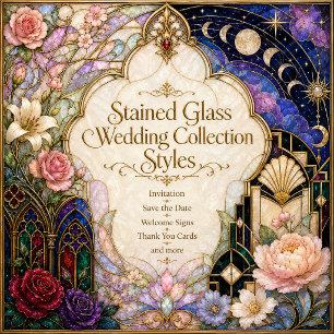 Invitation Mariage Rose Gothique Cathédrale vitrail